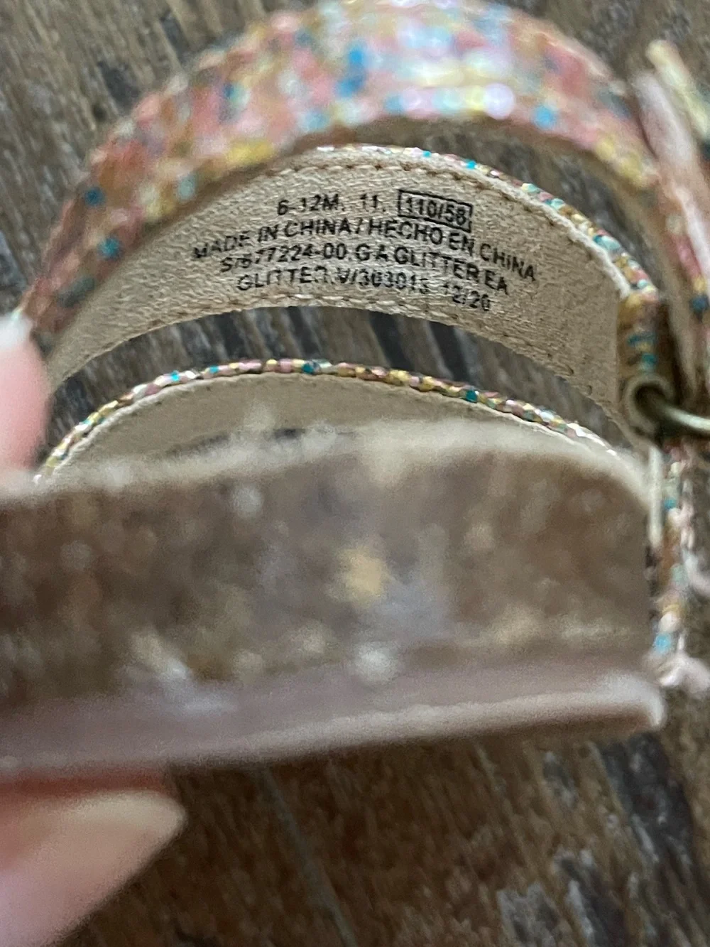 Old Navy Rose Gold Multi Glitter Double-Strap Kids Sandals Size 6-12 Months